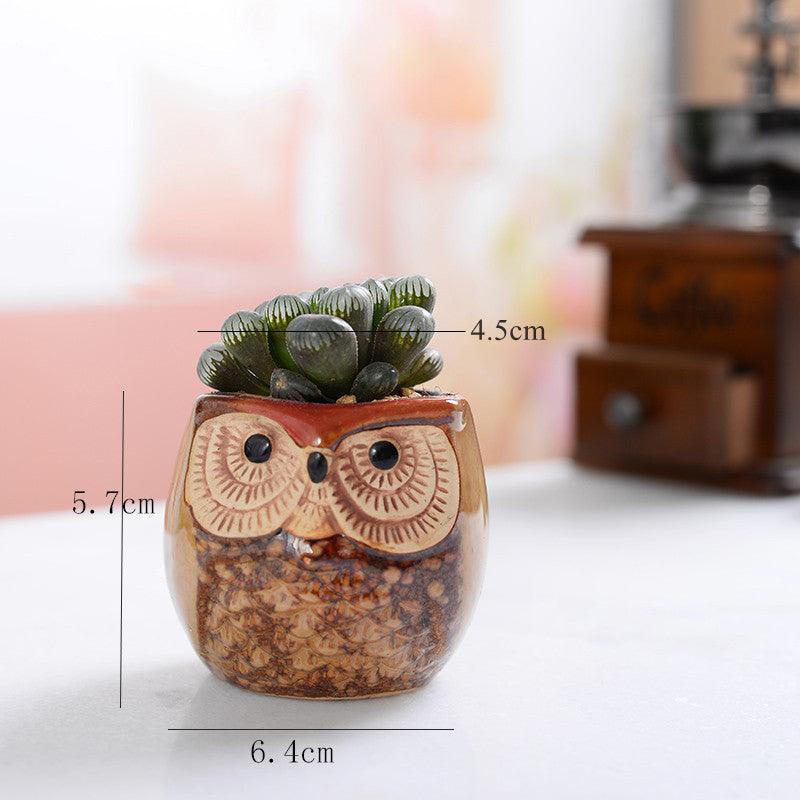 6-Piece Small Owl Ceramic Succulent Planter Pots - Lily & Eden