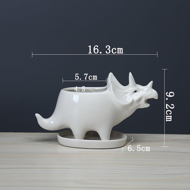 Adorable Dino Succulent Planter Pot with Drainage Tray - Lily & Eden