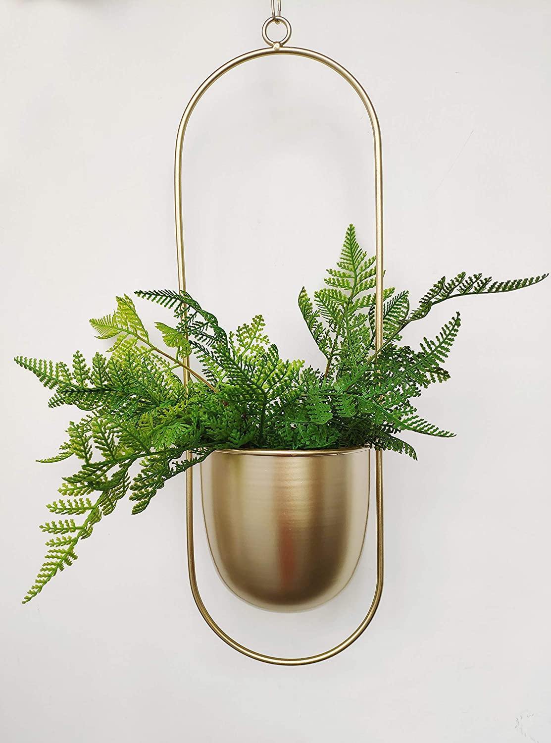 Halo Metal Hanging Planter Gold / Oblong | Lily & Eden