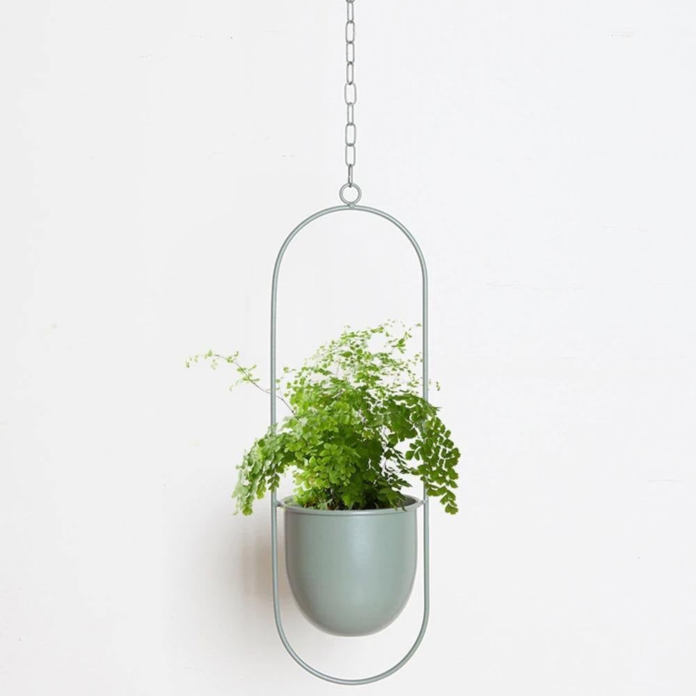 Halo Metal Hanging Planter LightSlateGray / Oblong | Lily & Eden