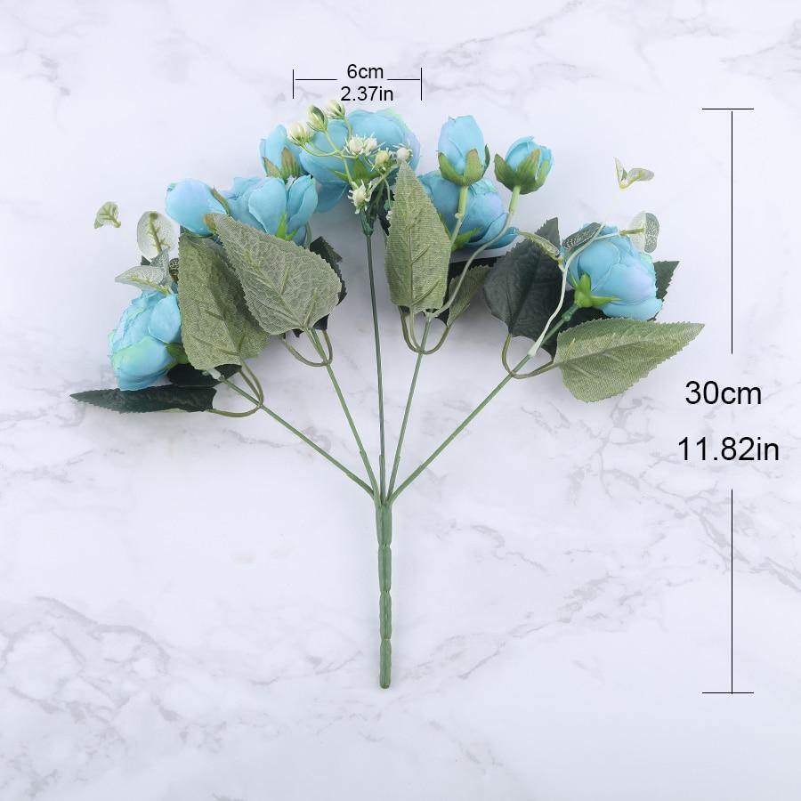 9-Piece Faux Silk Peonies Artificial Flowers - Lily & Eden