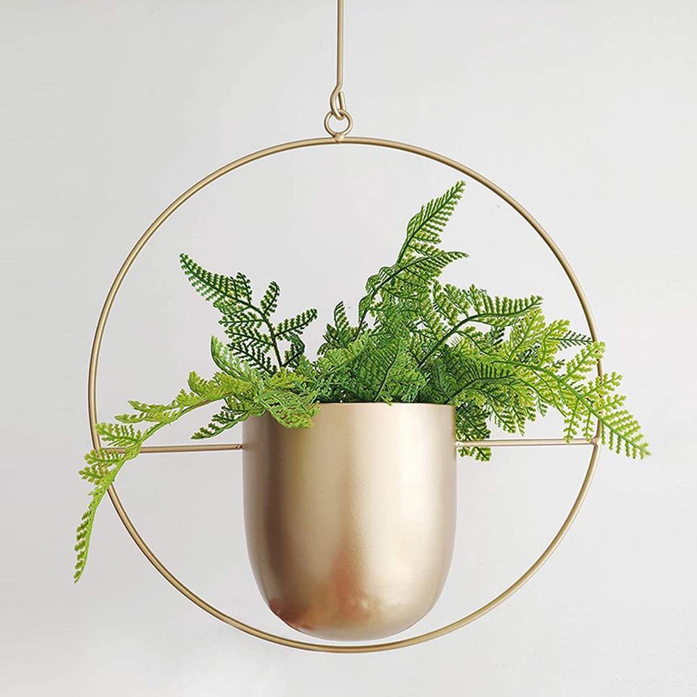 Halo Metal Hanging Planter Gold / Round | Lily & Eden