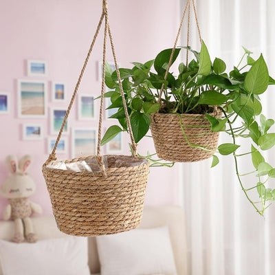 Woven Jute Rope Hanging Planter Basket Tan | Lily & Eden