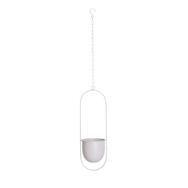 Halo Metal Hanging Planter White / Oblong | Lily & Eden