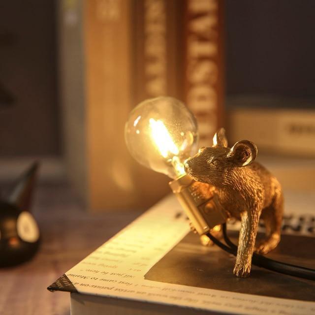 The Mice Lamp Gold Crouching | Lily & Eden