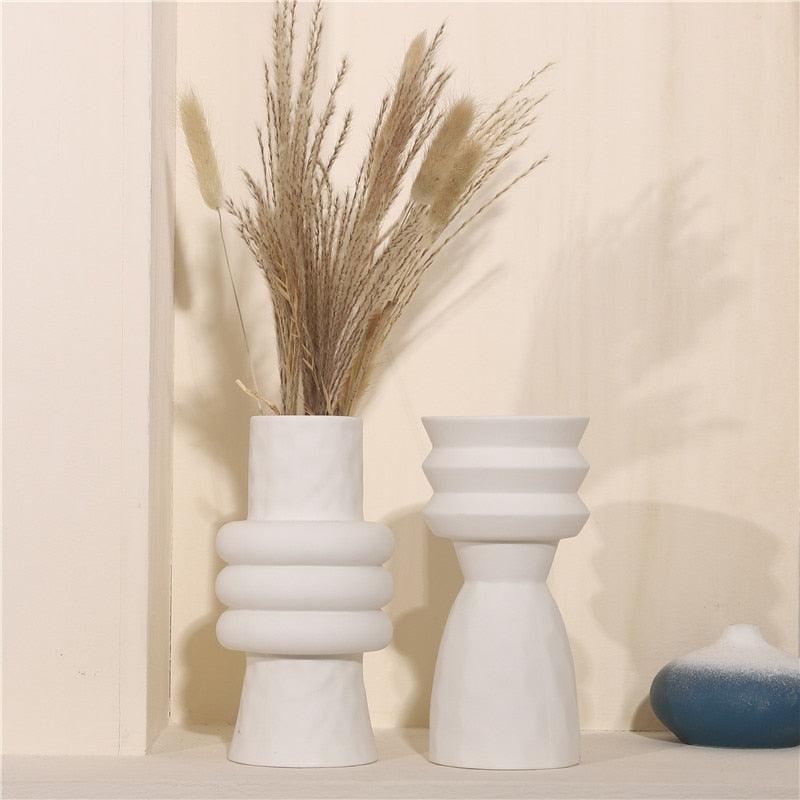 Alora White Pottery Vases - Lily & Eden