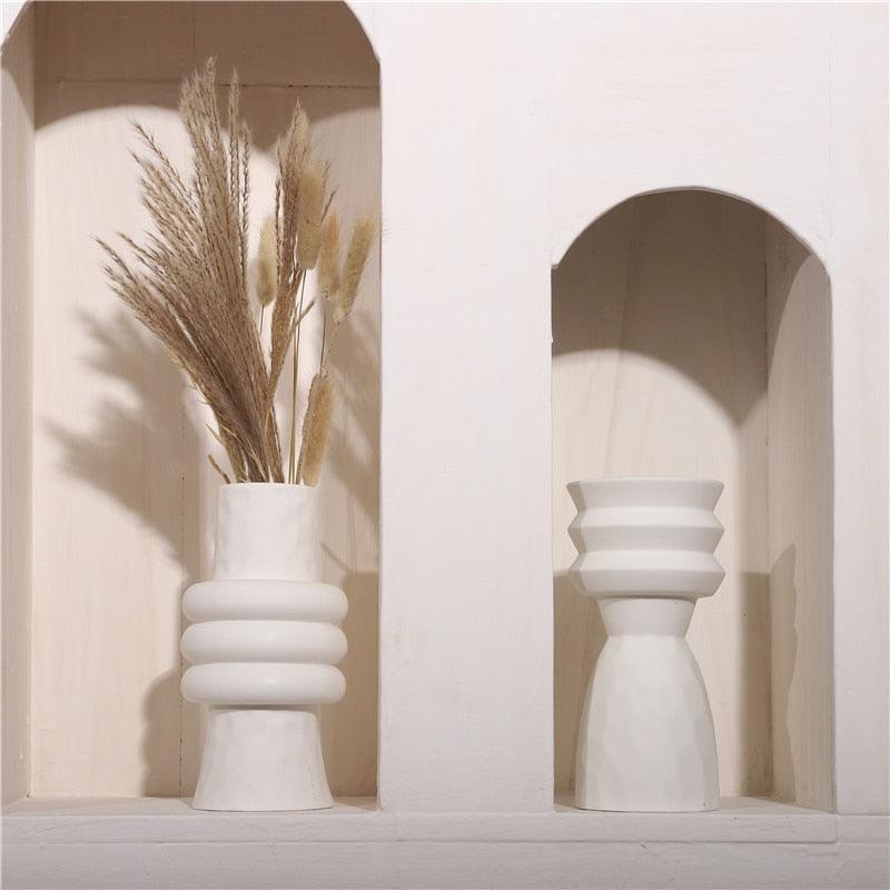 Alora White Pottery Vases - Lily & Eden