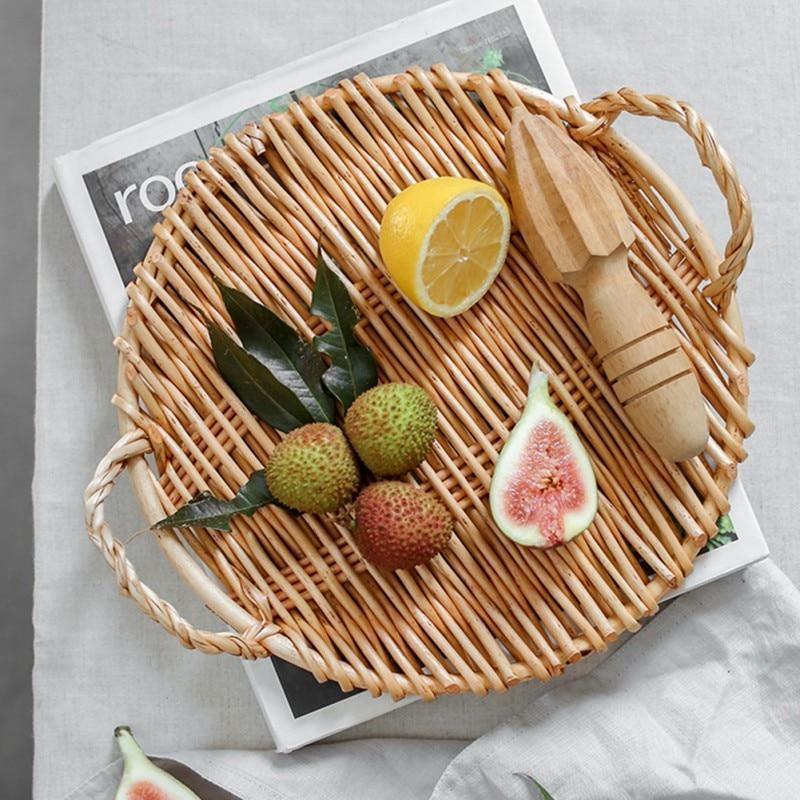 Woven Rattan Serving Tray Circle | Lily & Eden