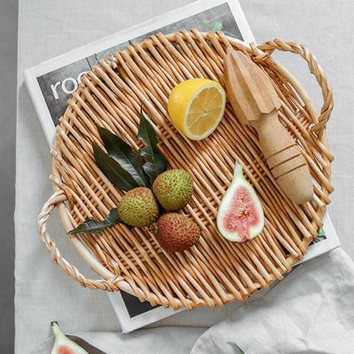 Woven Rattan Serving Tray Circle | Lily & Eden