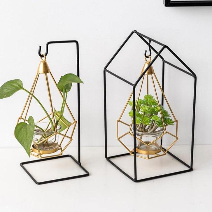 Iron Geometric Hanging Candle Holder or Vase - Lily & Eden